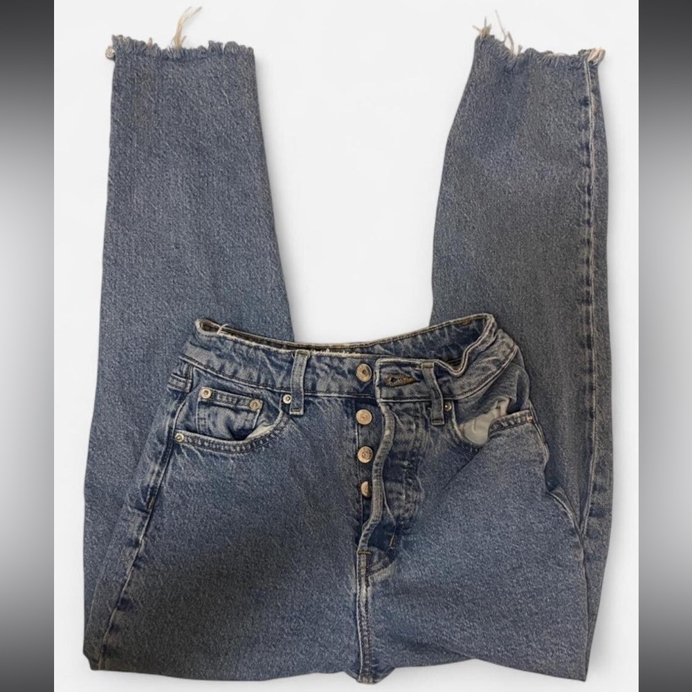 H&M Dark Blue High-Rise Button-Fly Jeans Size 2